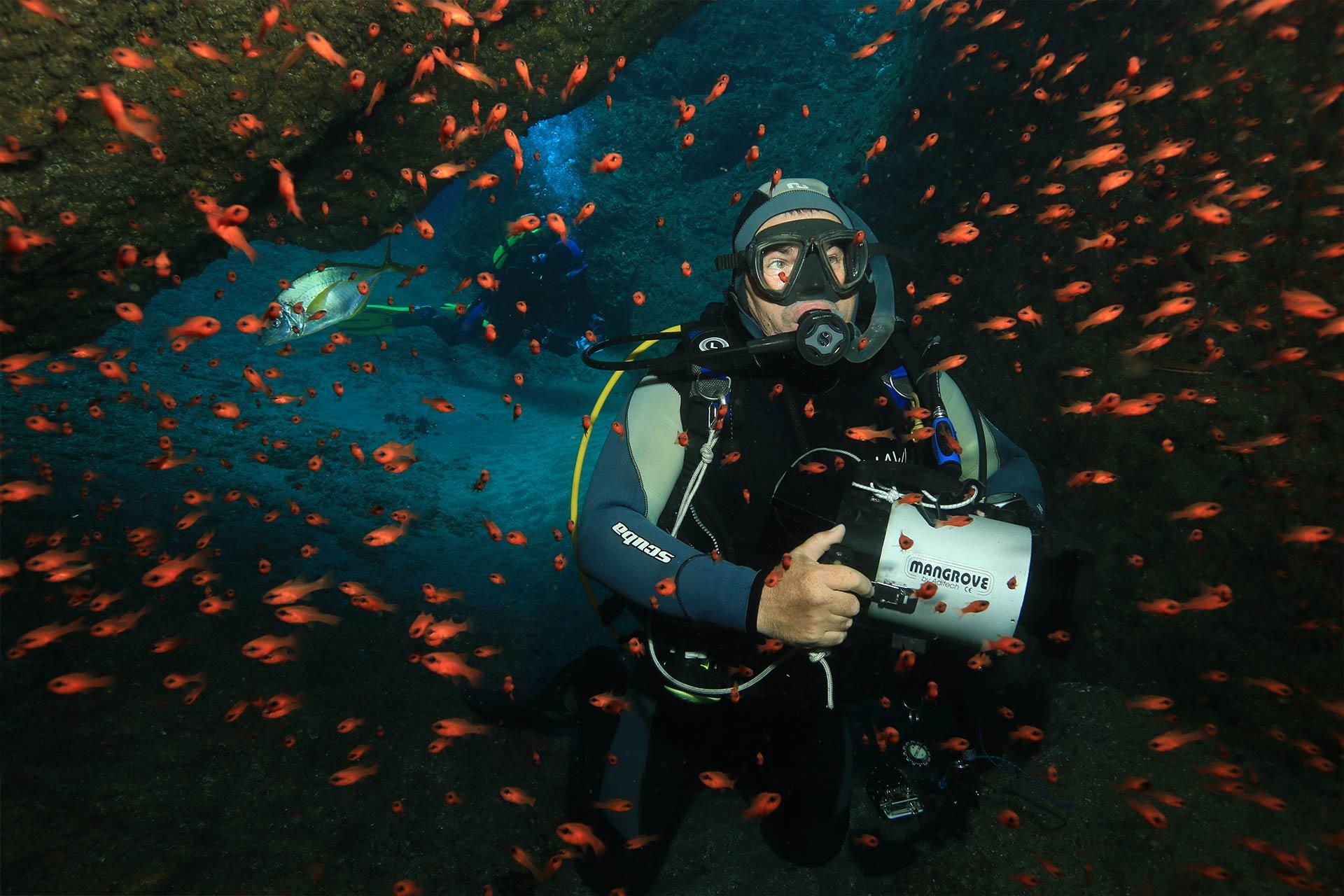 Diver under water