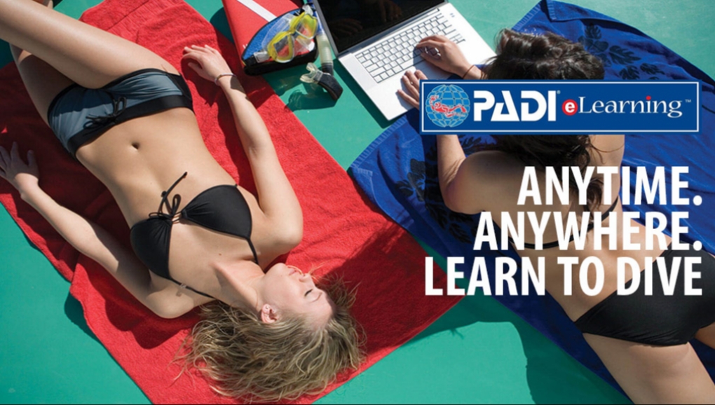 PADI <br>COURSES ONLINE<br><b style="color: #b8e600">BOOK NOW!</b>